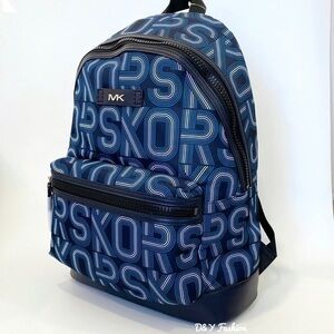MICHAEL KORS Mens Kent Graphic Logo Backpack Bag in Blue